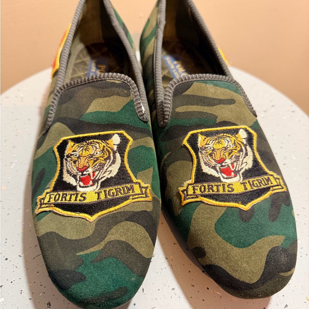 Polo by Ralph Lauren Camouflage Flats with Tiger Embroidery